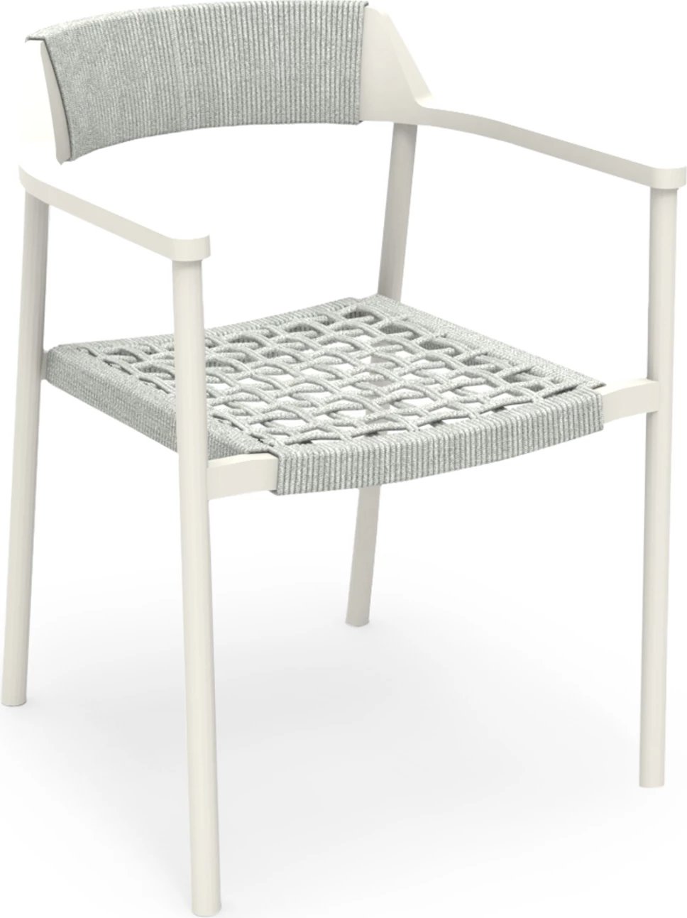 Karrige ngrënieje për jashtë, alumini krem i bardhë, litar P.E. bezhë, HELIA CD6200.02, 57x56.5x76.5cm