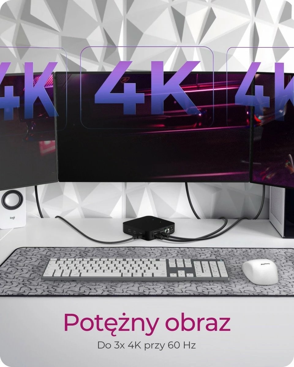 Kasë IcyBox IB-DK4090-C, 12 porte, USB Type-C, 3x HDMI, LAN, USB, Power Delivery deri 100W, e zezë