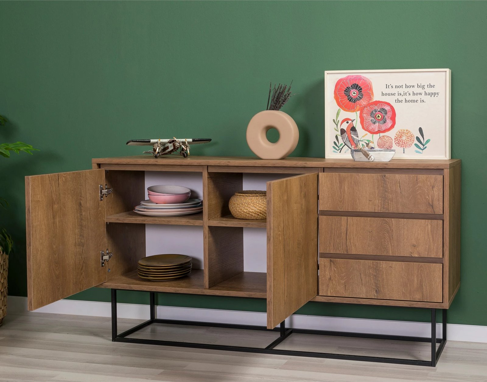 Set mobiljesh për dhomë dite Skye Decor, Laxus Takım 7, ngjyrë arrë dhe e zezë