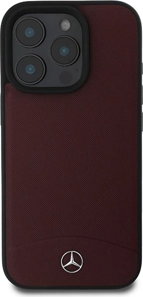 Mbështjellës Mercedes për iPhone 16 Pro Max, lëkurë teksturë & plain, MagSafe, kuq