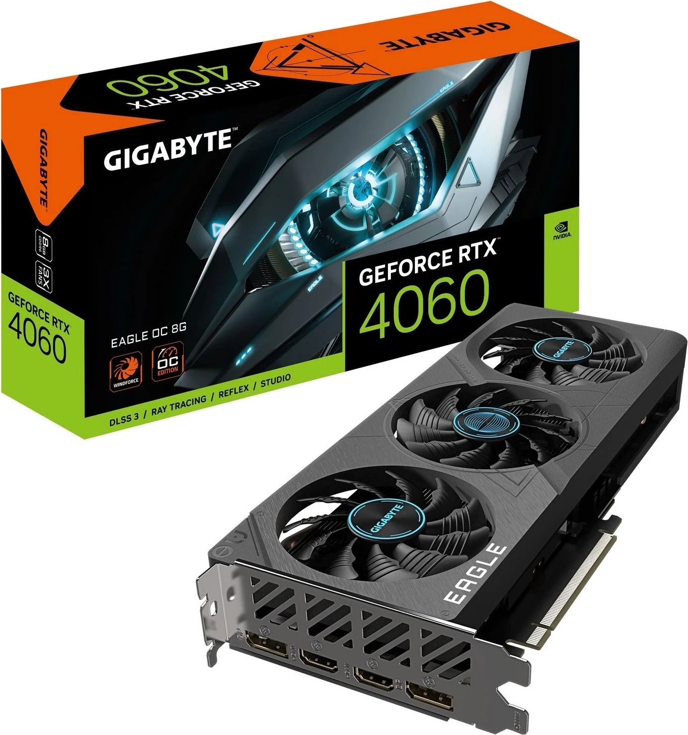 Kartelë grafike Gigabyte GeForce RTX 4060 EAGLE OC 8GB, e zezë