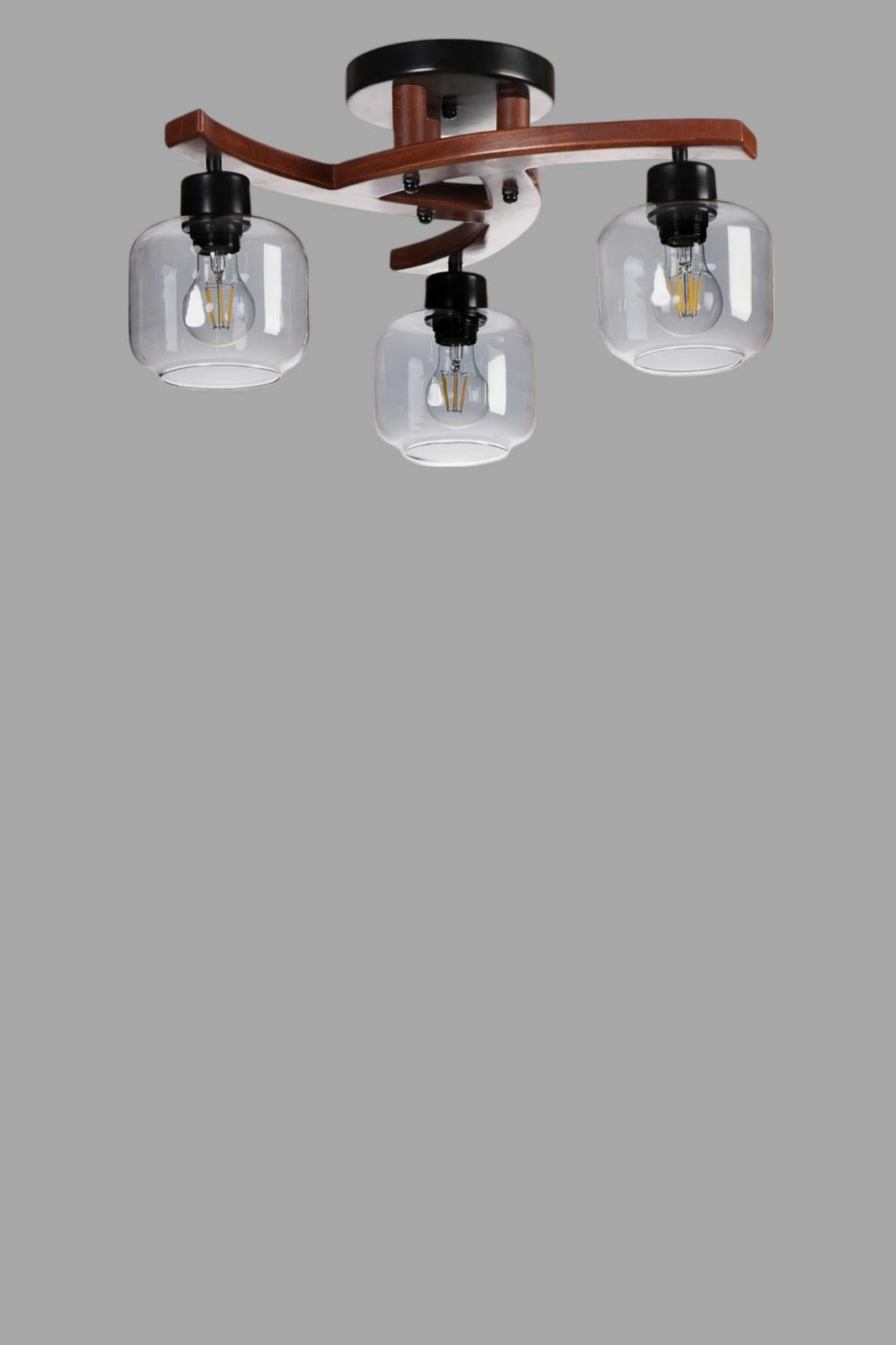 Llambadar Opviq, 9002-1, metal e xham, ngjyrë gri, arre, e zezë