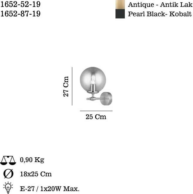 Llambë muri Opviq, Portemo - 87-19, ngjyrë kobalt