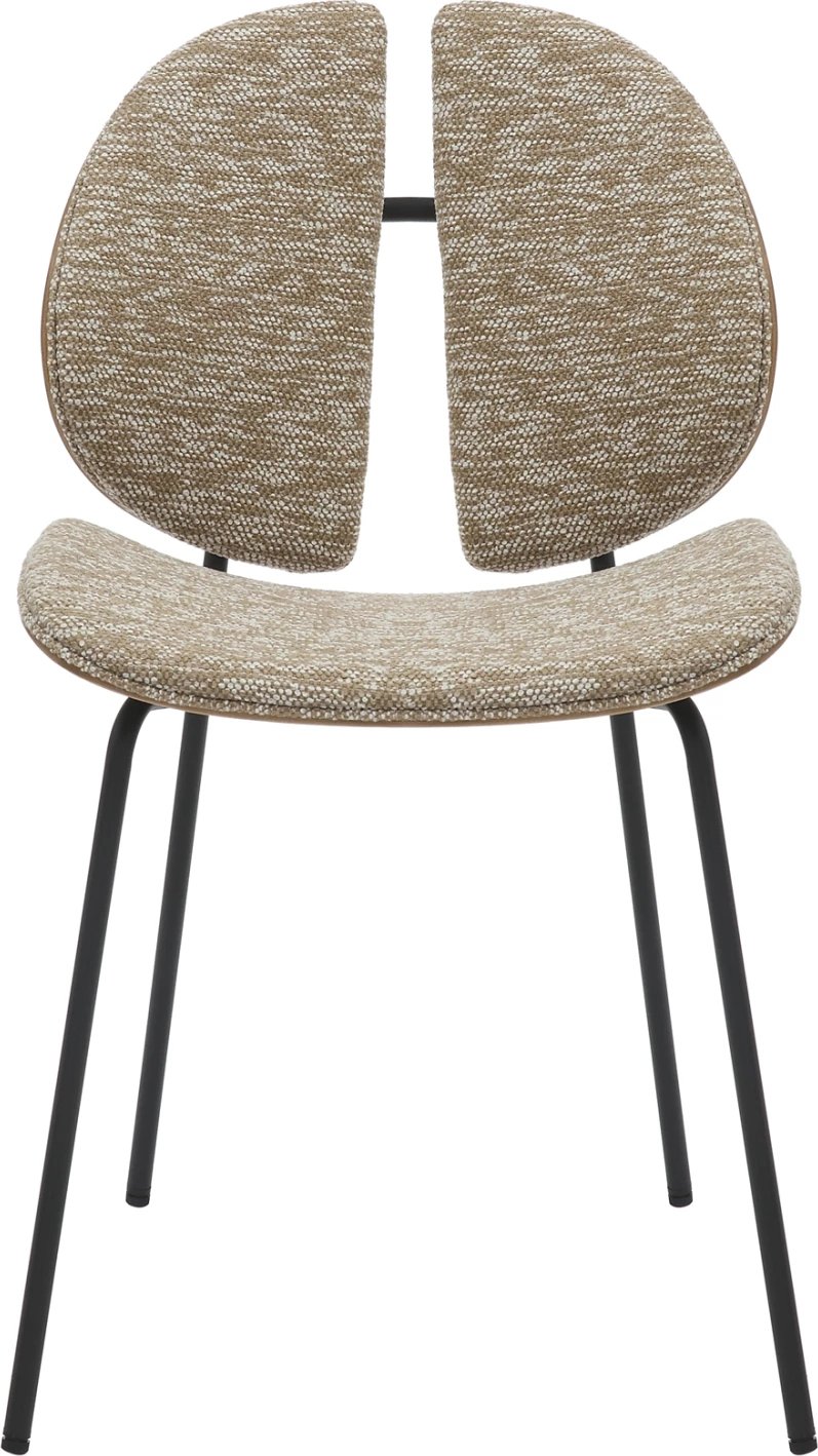 Karrige për ngrënie LUNGS FH9982.01, kornizë metalike e zezë, pëlhurë bezhë, 49x53.5x80H cm, set prej 2 copësh