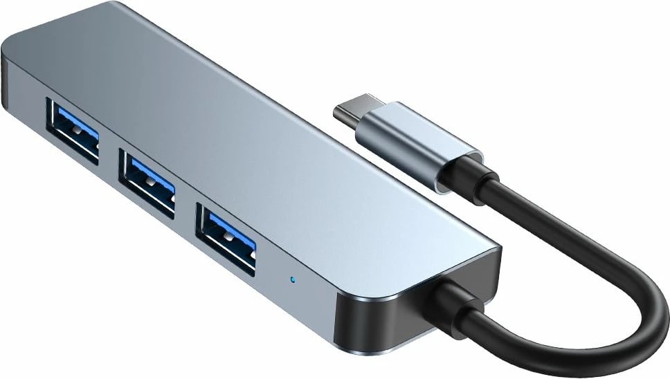 HUB Tech-Protect V1 4in1, USB-C në 3x USB-A 2.0 / USB-A 3.0, Gri