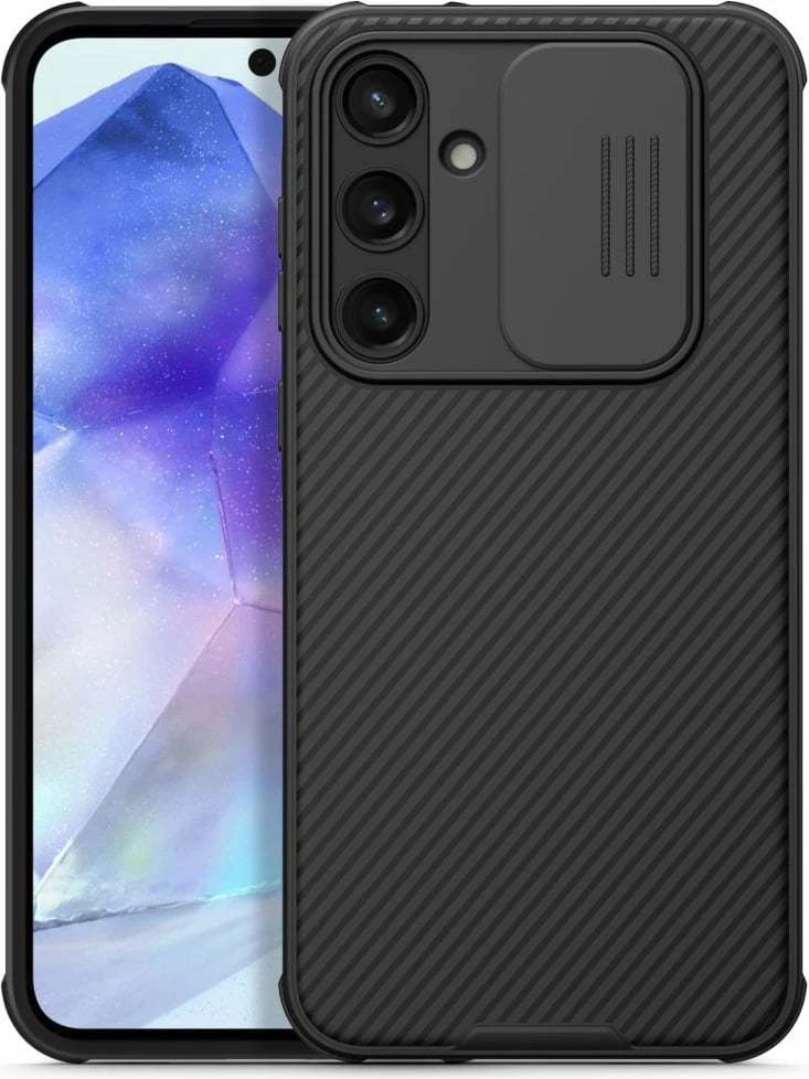 Mbështjellës Nillkin CamShield Pro për Samsung Galaxy A55, me mbulesë kamere, zi