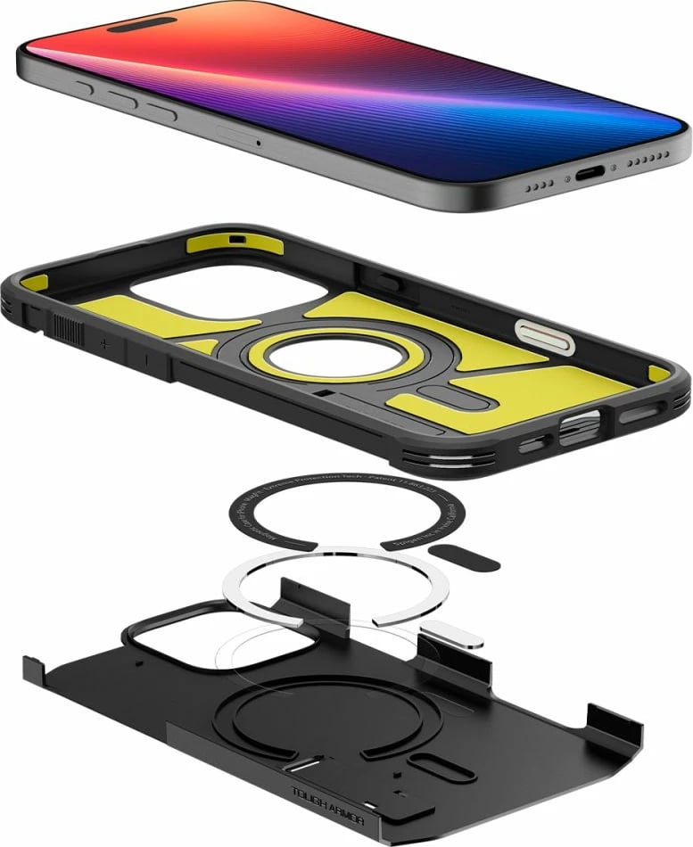 Mbështjellës Spigen Tough Armor T Mag për iPhone 16 Pro, i zi