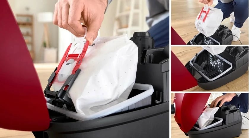 Fshesë me korrent me qese, Bosch BGB41RD3H, 600 W, 4 L, HEPA, rreze 11 m, e kuqe/zezë