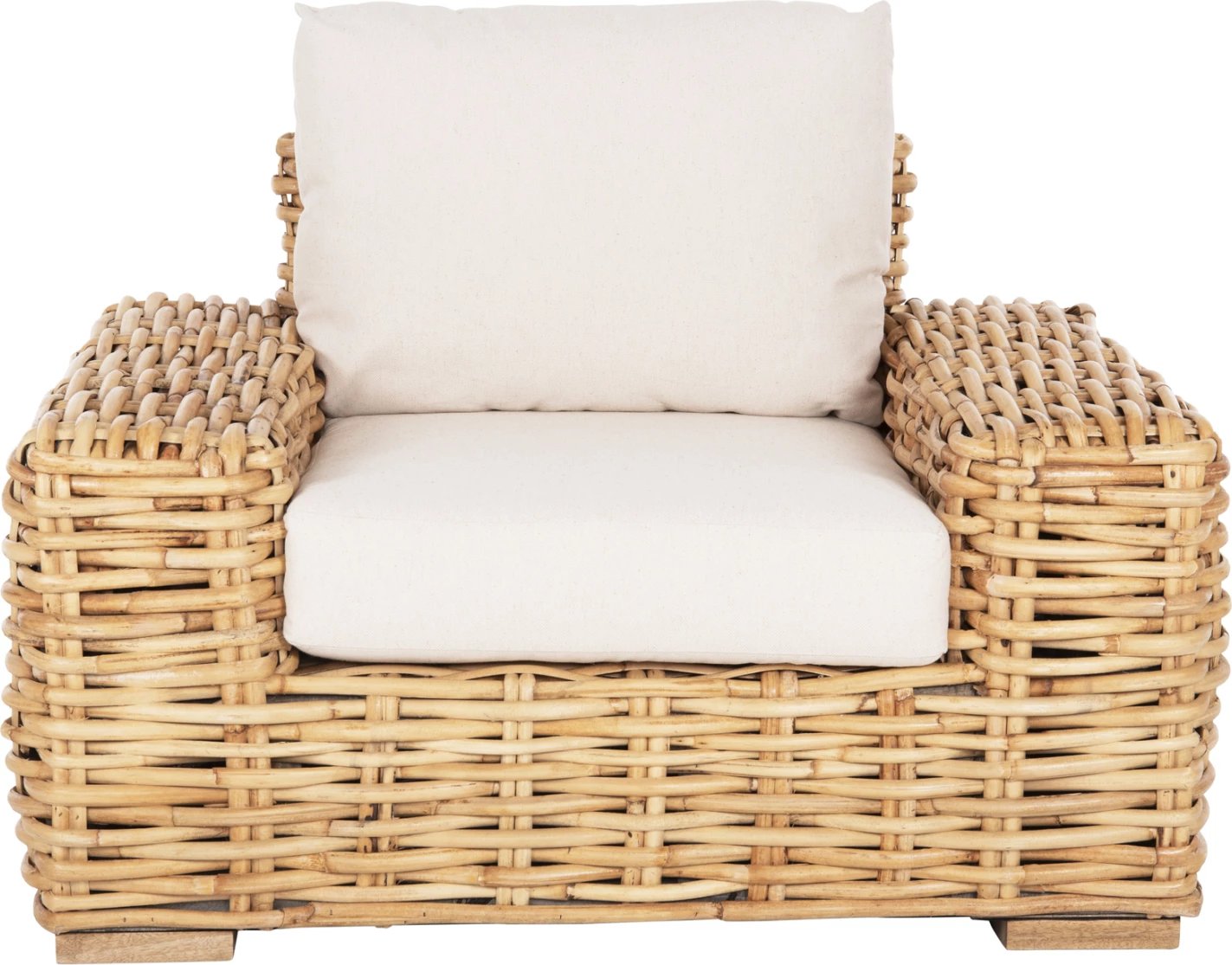 Shezlong për jashtë TROPEL FH9810 dru mango-rattan natyral-jastëk të bardhë 110x88x70-85Hcm