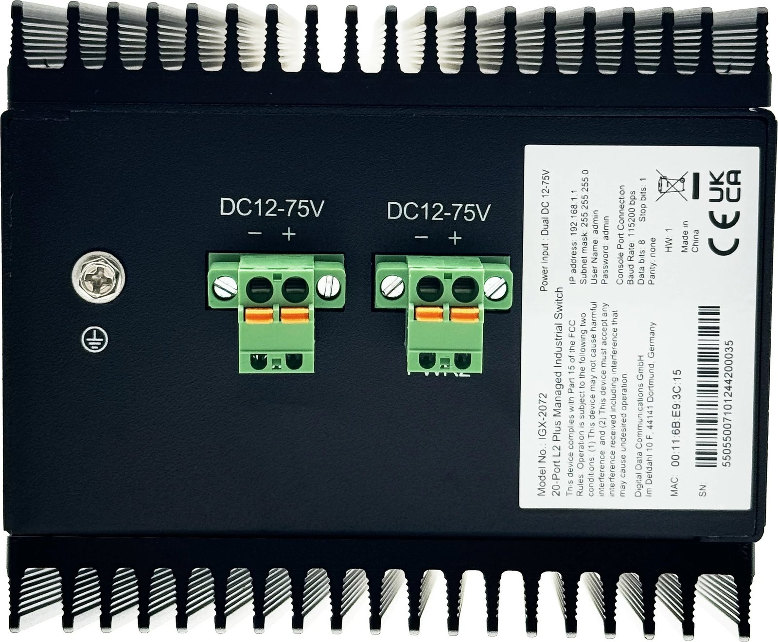 Switch industrial LevelOne IGX-2072, 20 porta, L2+ managed, 8x RJ45, 8x SFP, 4x SFP+, DIN-rail, i zi