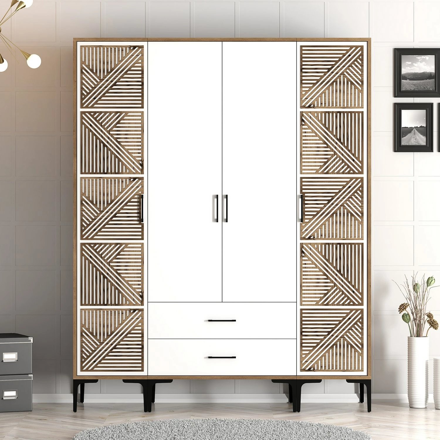 Dollap Hanah Home, Kumsal PTP, ngjyrë arre dhe e bardhë