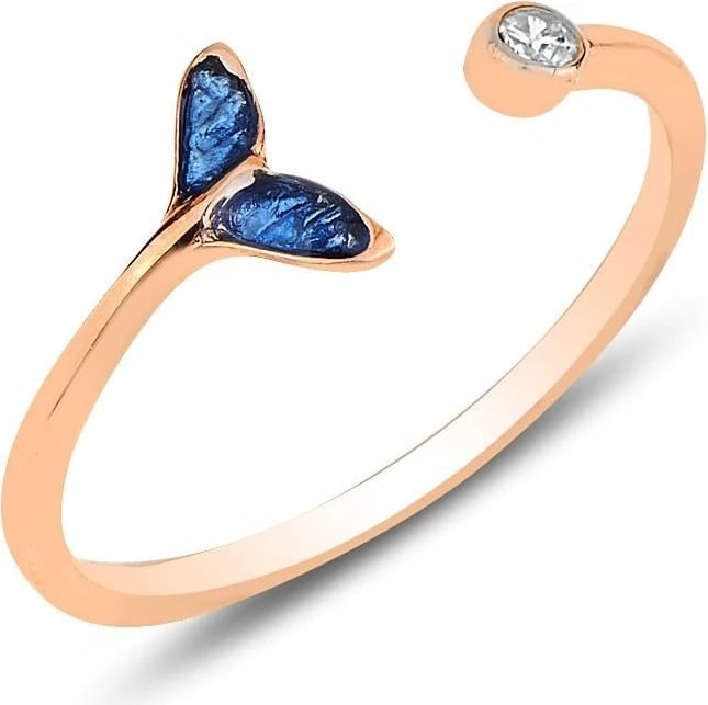 Unazë argjendi Jumeon, ngjyrë rozë ari dhe kaltër e errët, SGTL12177