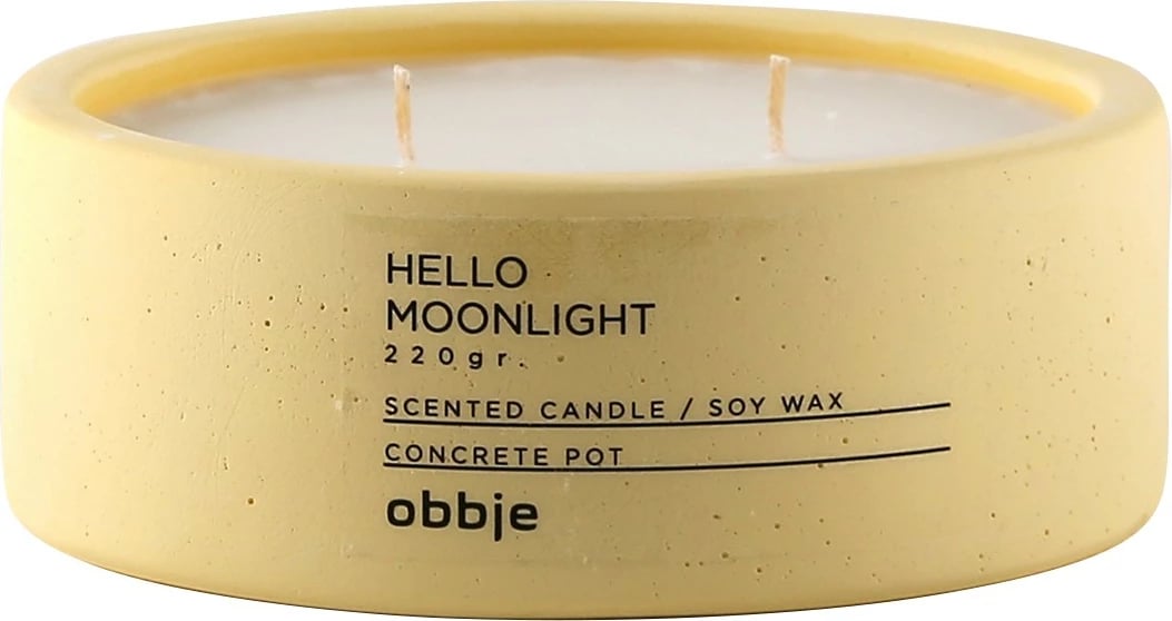 Qiri aromatik Hello Moonlight, enë betoni, ngjyrë e verdhë, 12x4.5cm