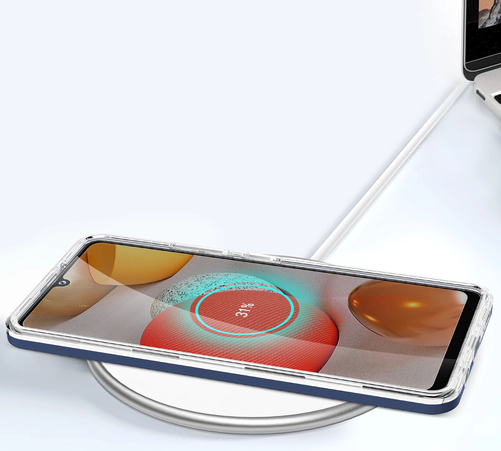 Mbështjellës Hurtel Hybrid Armor Clear 3 in 1 për Samsung Galaxy A42 5G, Kaltër/Transparent