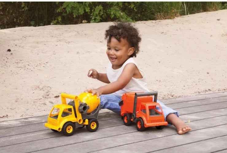 Kamion betonier lodër Lena EcoActives, plastikë e ricikluar, 28 cm, verdhë/gri