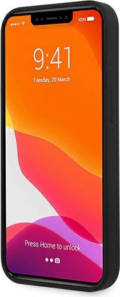 Mbështjellës Guess GUHCP13MLS4GGBK për iPhone 13, 6.1", silikon, i zi