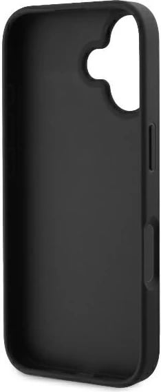 Mbështjellës Guess Crossbody 4G Metal Logo për iPhone 16, i zi, me rrip