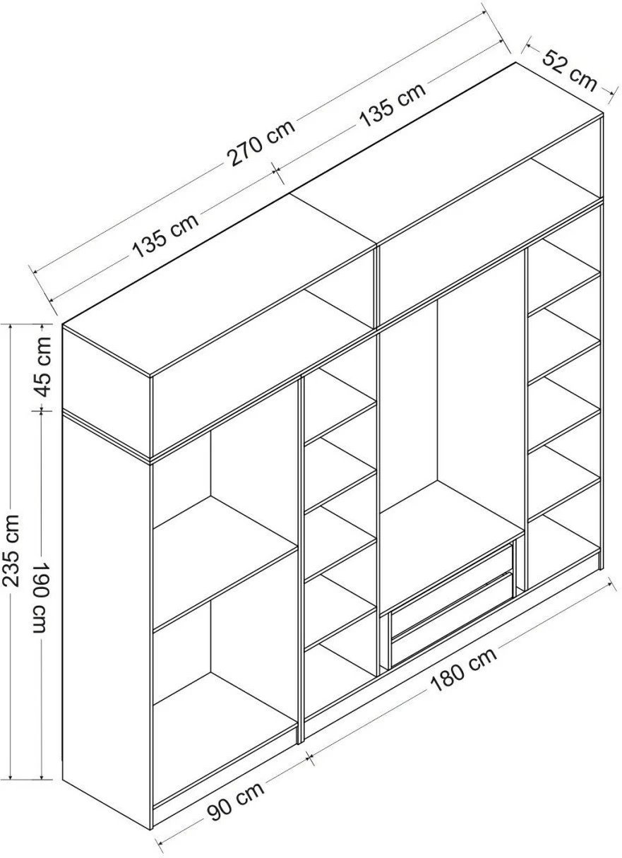 Dollap Skye Decor, i bardhë, 270x235x52cm, 10 pjesë