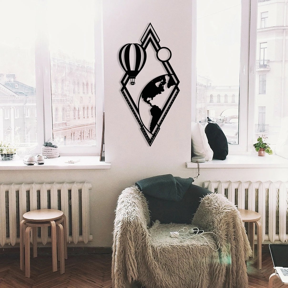 Aksesor dekorativ metalik për mur Wallity, Balon