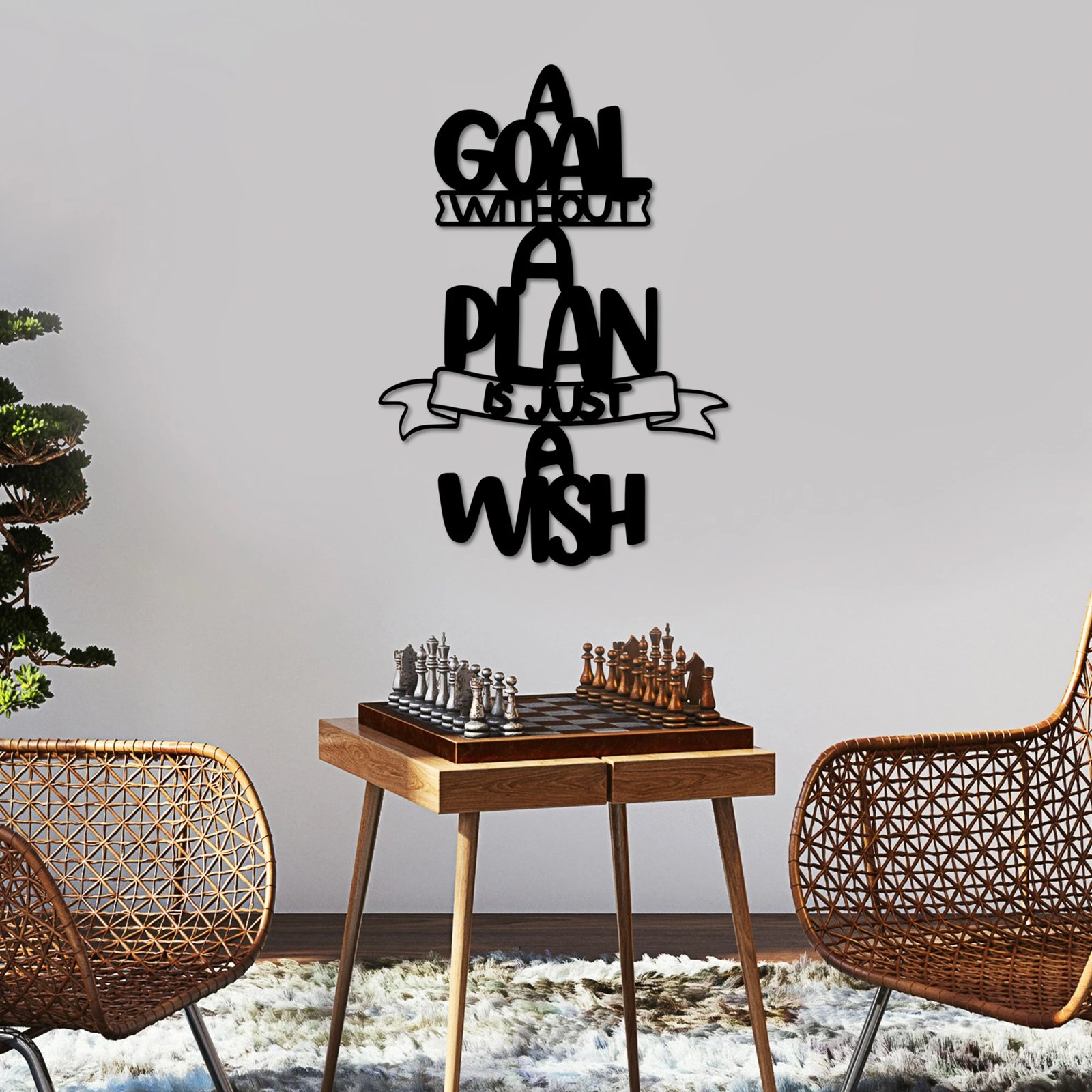 Aksesor dekorativ metalik për mur, Wallity, Plan is Just