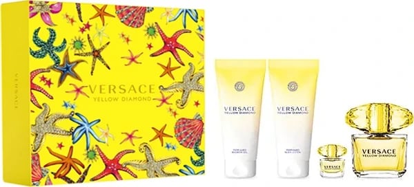 SET Versace Yellow Diamond ,Eau De Toilette90ml+Body Lotion+Shower Gel+ mini