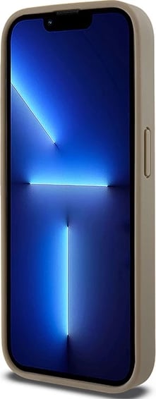 Mbështjellës DKNY Leather Printed Pattern Metal Logo MagSafe për iPhone 15 Pro Max, Kafe