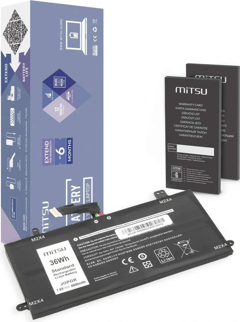 Bateri laptop Mitsu BC/DE-5285 për Dell Latitude 5285 5289 5290, 4800 mAh, e zezë