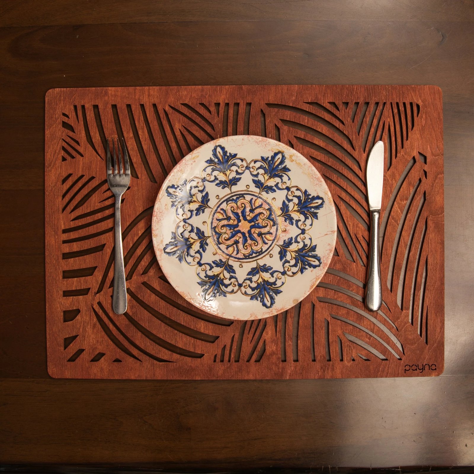 Set nënshtruesish tavoline prej druri, 6 copë, Hermia, ngjyrë rozë