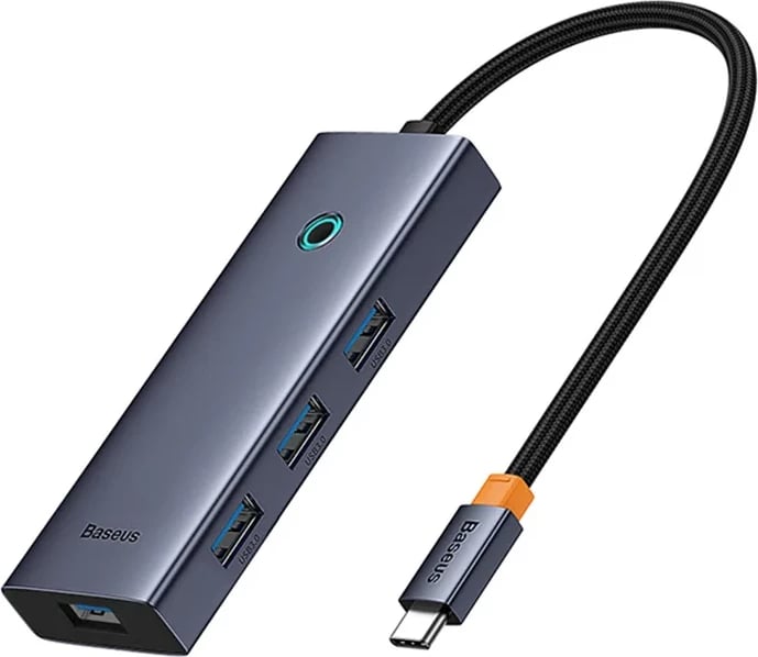 Hub USB-C, Baseus Flite Series B00052809813-00, 5 porta 1x HDMI 4K@30Hz + 4x USB 3.0 5Gbps, gri