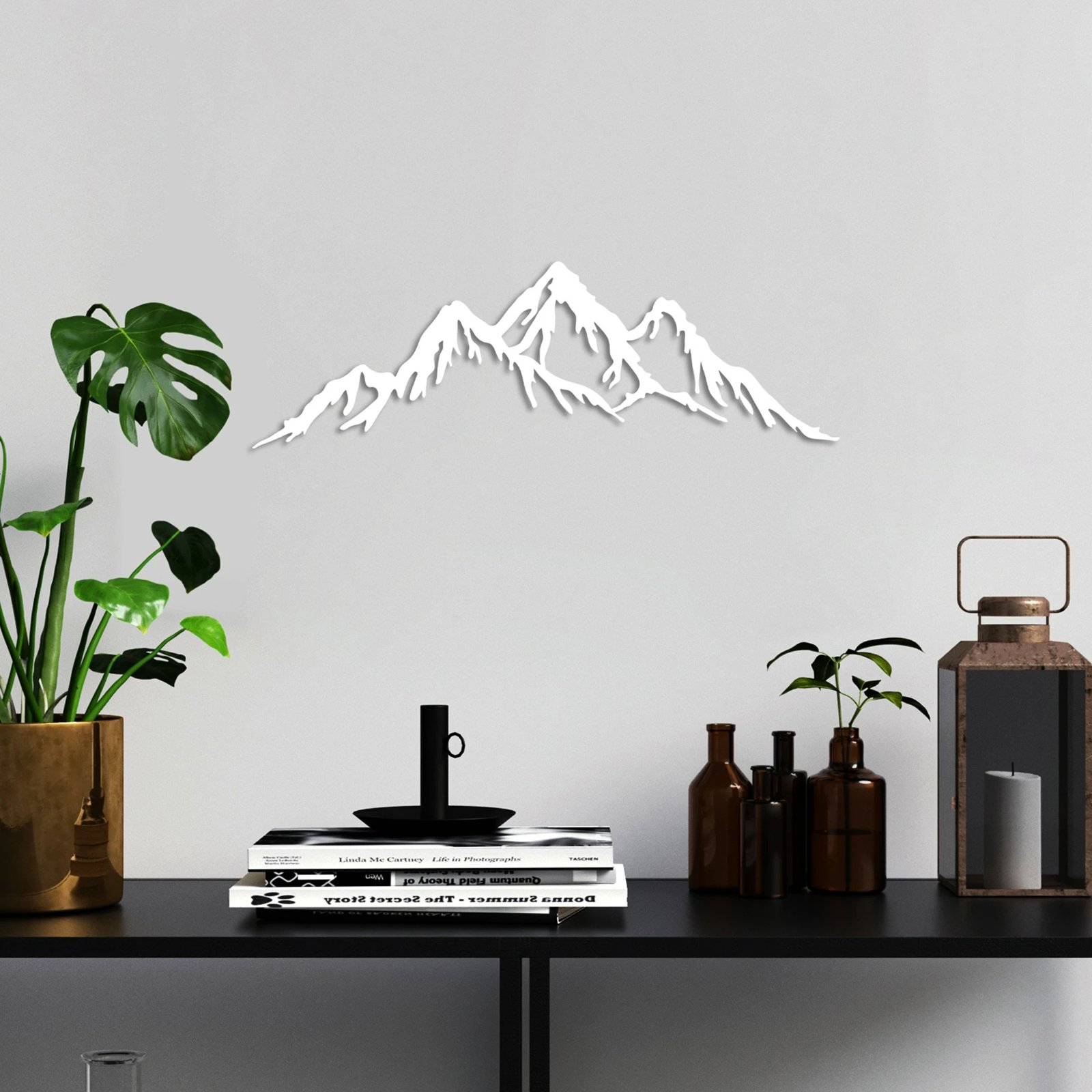 Aksesor dekorativ metalik për mur, Wallity, mal, i bardhë, 70x22cm