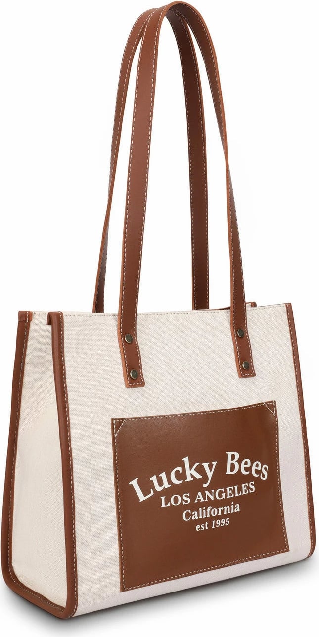 Torbë tote Lucky Bees, kafe dhe krem, 376