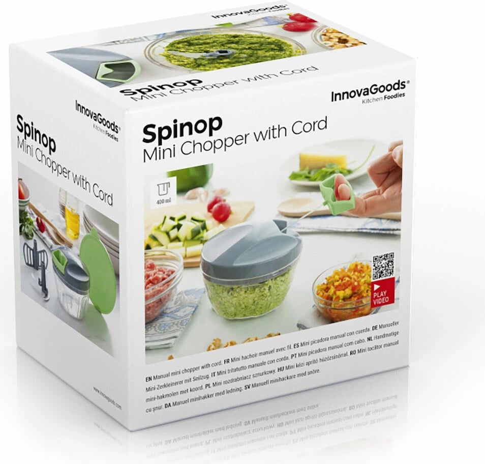 Grirës manual ushqimi InnovaGoods Spinop, 400 ml, i gjelbër/gri