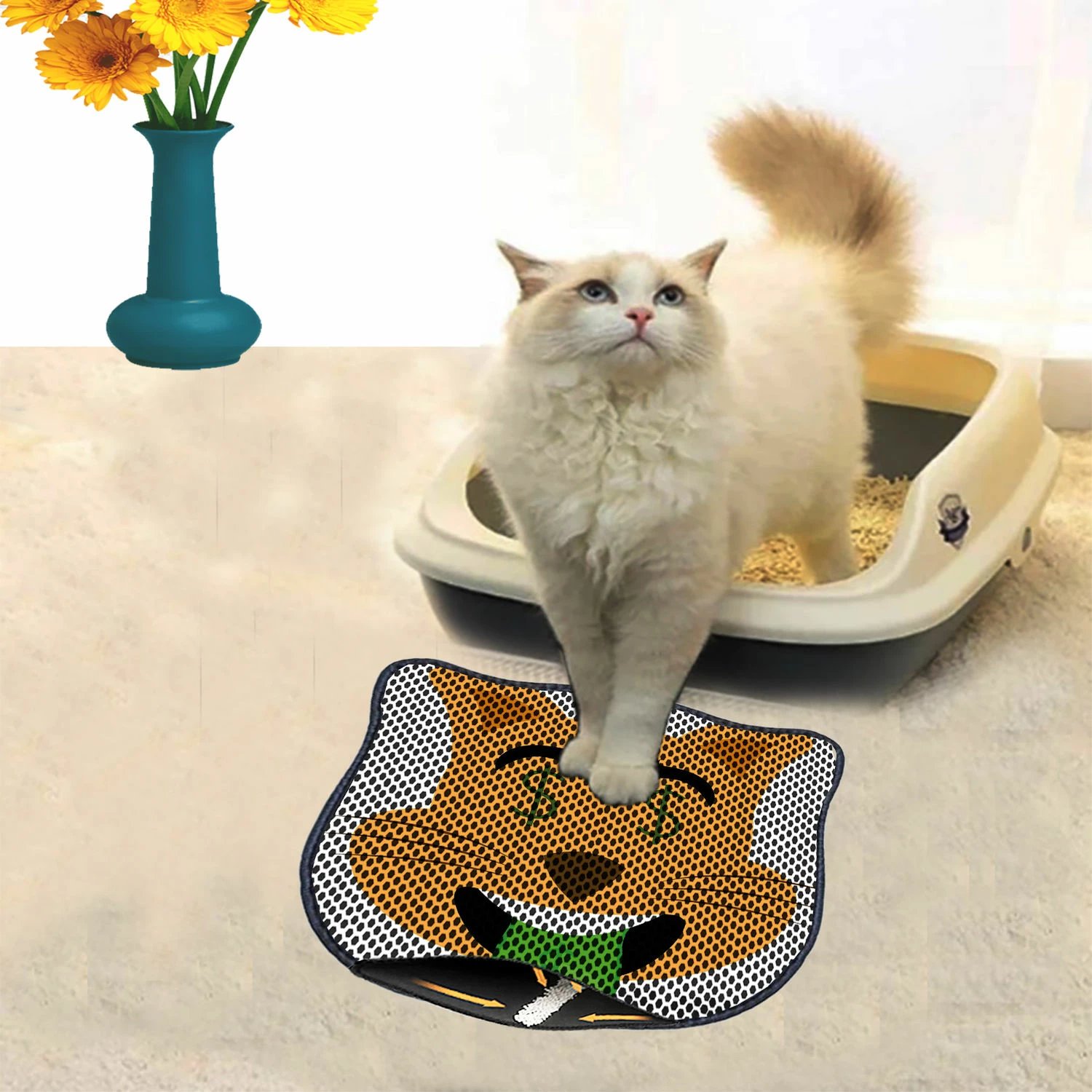 Tapet për rërë mace, shumëngjyrësh, Paws & Whiskers, Kdkafa0241, 40x50cm