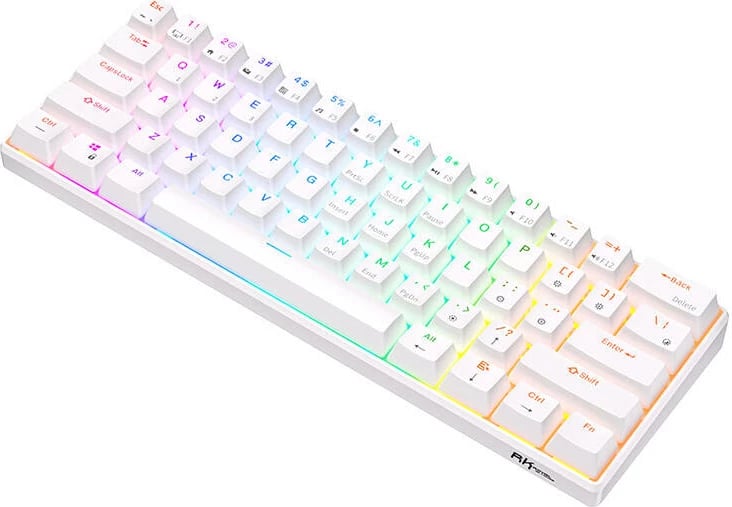 Tastierë mekanike Royal Kludge RK61, 61 taste, RGB, red switch, e bardhë
