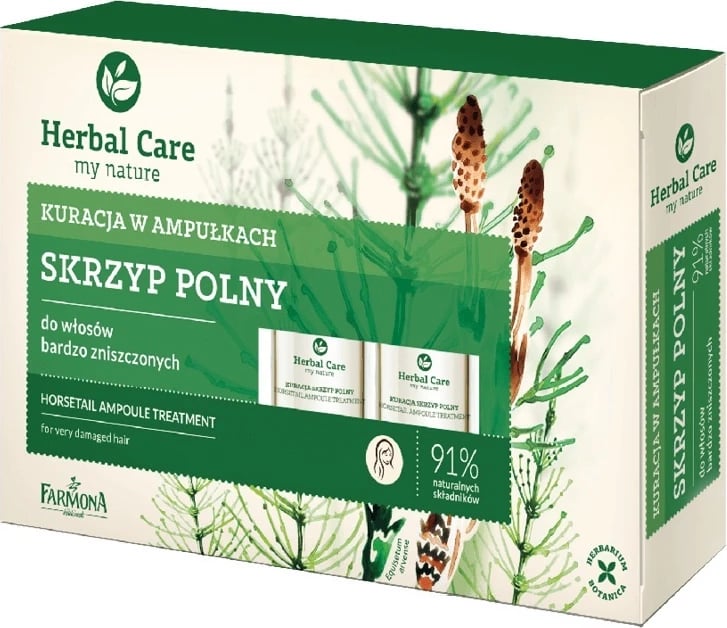 Trajtim me horsetail në ampula për flokë shumë të dëmtuara Farmona Herbal Care, 5x5ml