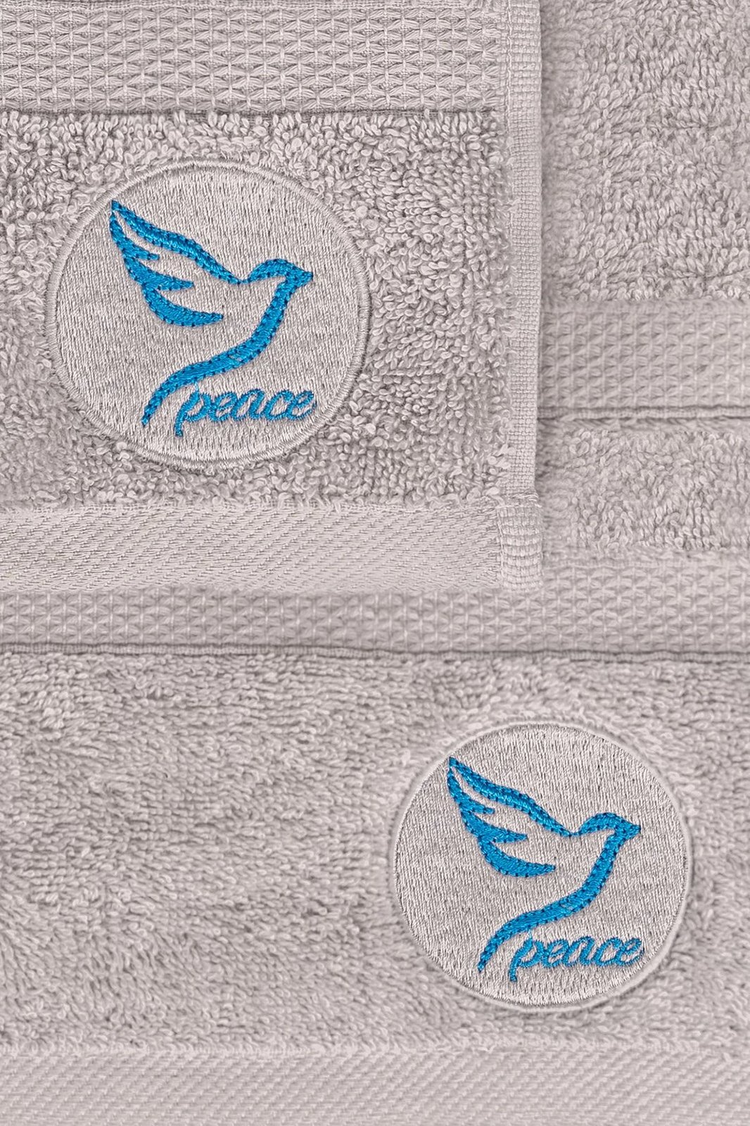 Set peshqirësh duarsh dhe banje (2 copë), Mijolnir, Peace, gri