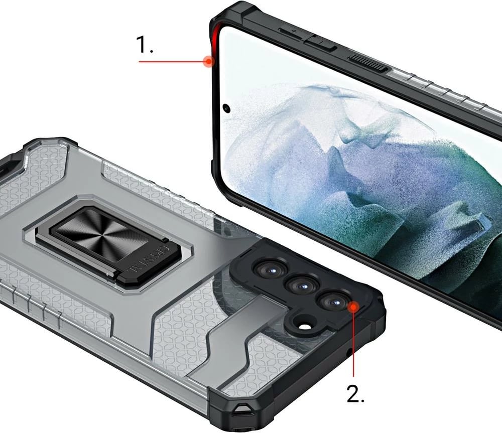 Mbështjellës Hurtel Crystal Ring Case për Samsung Galaxy S22+, me mbajtëse magnetike, Blu