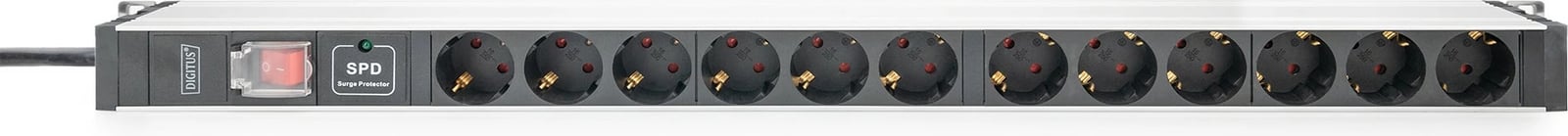 Prizë rack Digitus PDU 1U, 5x Schuko, 16A, alumini, mbrojtje nga mbingarkesa