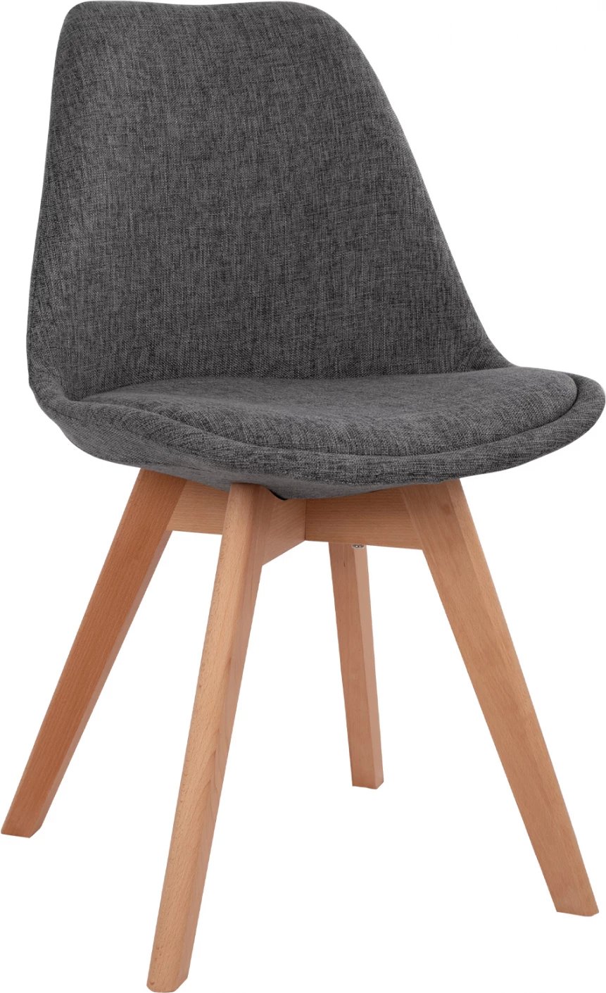 Karrige Vegas me këmbë druri dhe pëlhurë gri FH0033.50, set prej 4 copë