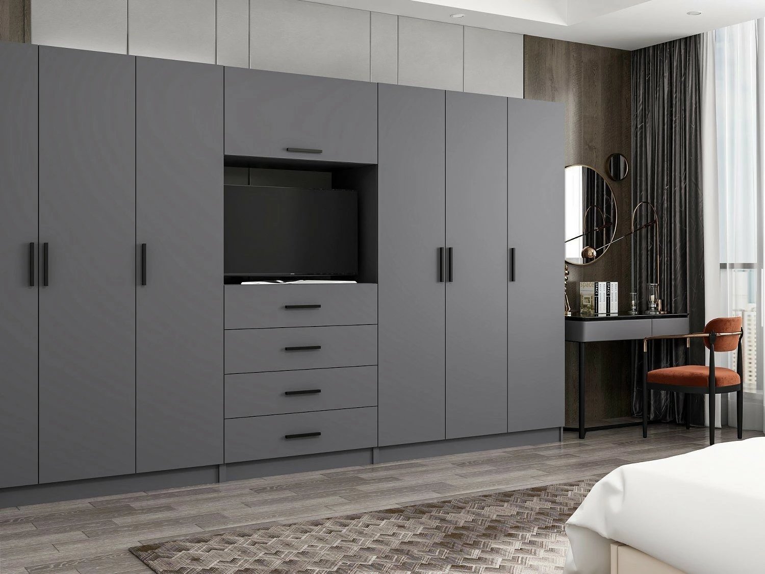 Dollap i madh, ngjyrë antracit, Skye Decor, Minar Kale - 7830