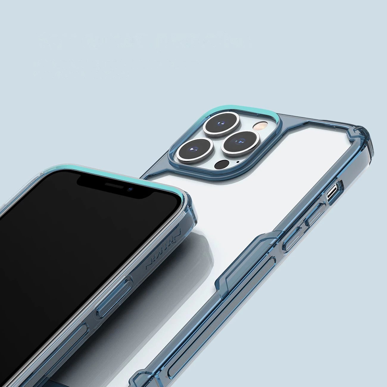 Mbështjellës Nillkin Nature Pro për iPhone 14 Pro Max, i blinduar, Blu/Transparent