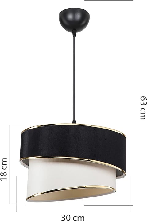 Dritë tavani Loopy Ε27, bardhë-zi, D30x18cm