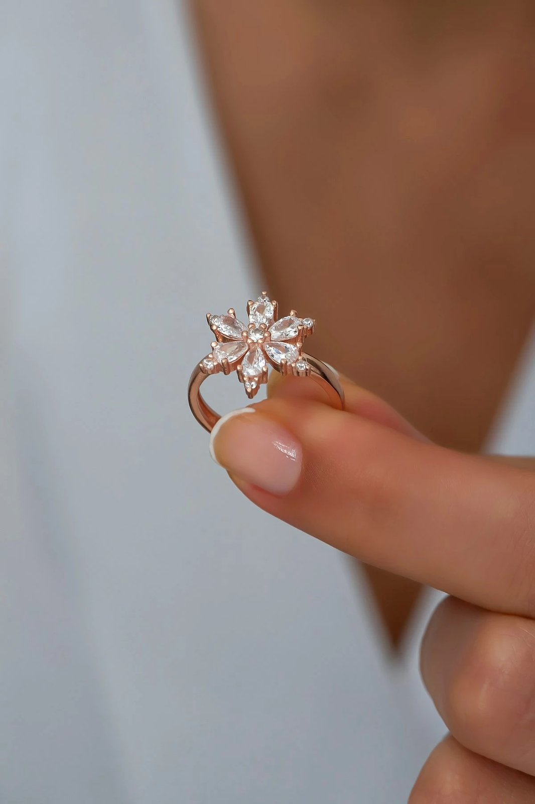 Unazë argjendi Jumeon, NRZ99810, ngjyrë argjendi, veshje ari rozë, zirkon