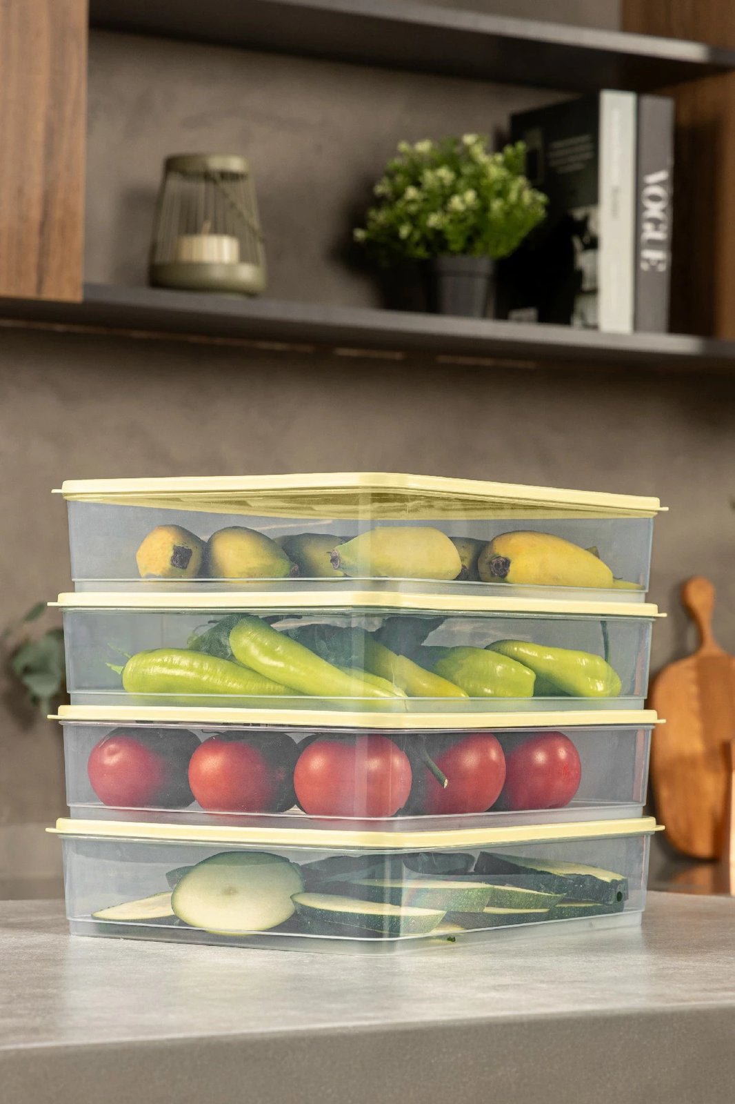 Set kuti plastike për organizim (4 copë), Hermia, YYBLLA3,54LU, e verdhë