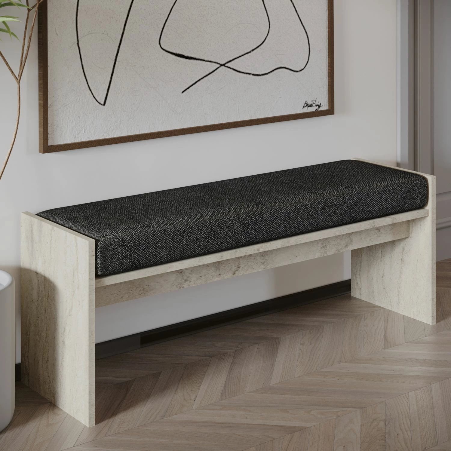 Bankë Atelier del Sofa, ngjyrë travertine, 120x45x35cm