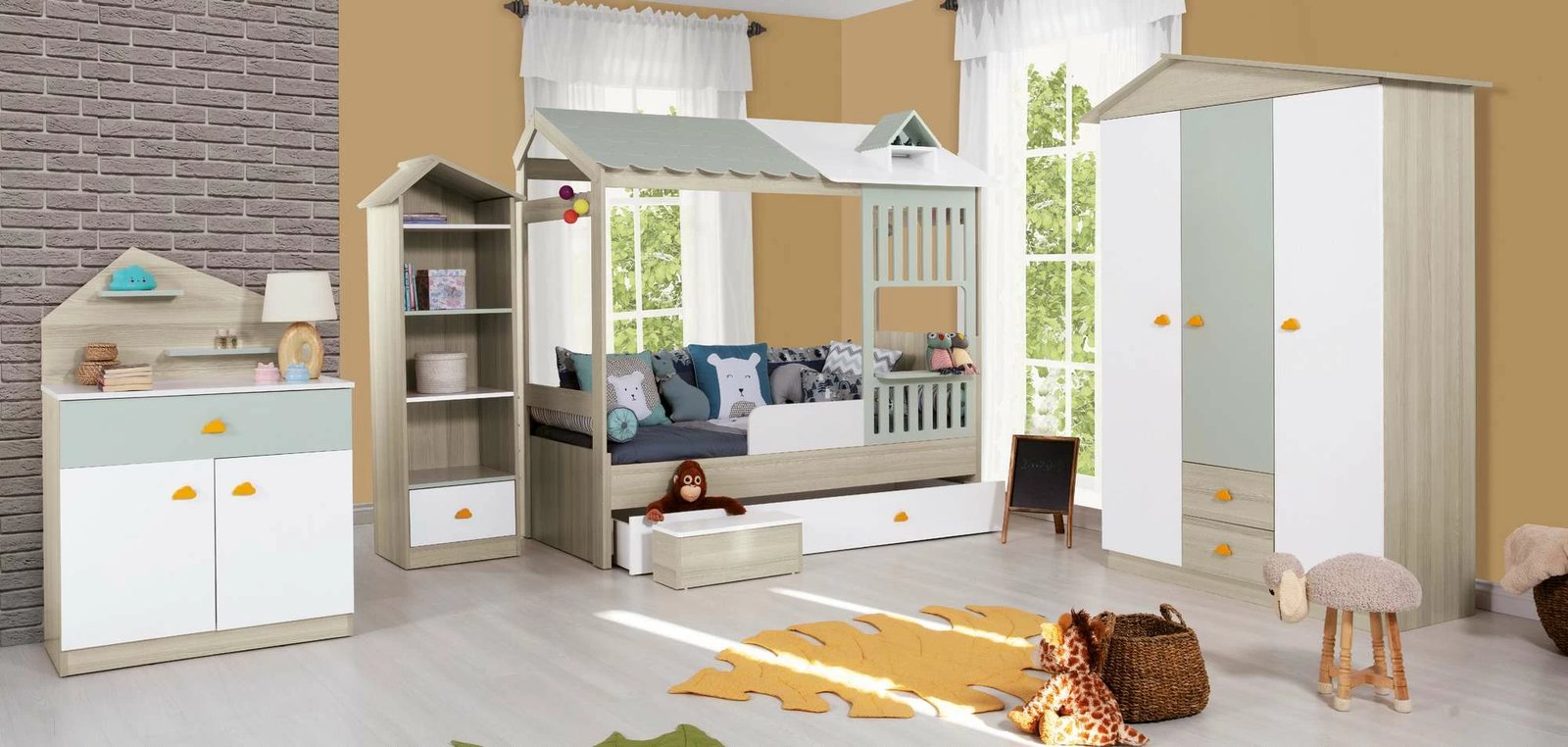 Dollap rrobash, ngjyrë e gjelbër, Skye Decor, Ayder New