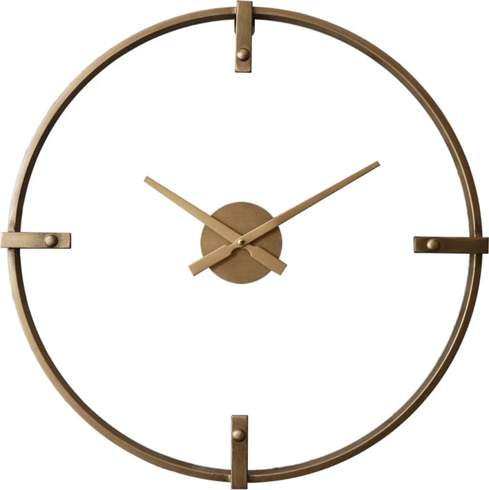 Orë muri VETRO, metal, transparente, ngjyrë ari, 60x60x5cm