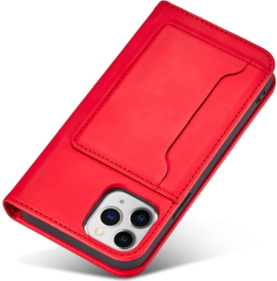 Mbështjellës Hurtel Magnet Card Case për iPhone 12 Pro, me portofol dhe qëndrim, Kuq