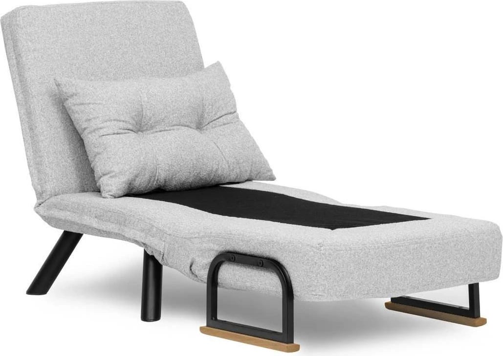 Krevat-karrige një vendës, Atelier del Sofa, Sando Single, material teddy, ngjyrë gri