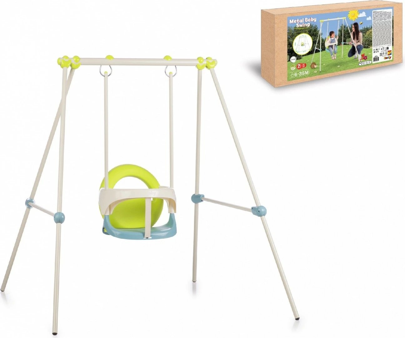 Lëkundëse fëmijësh Smoby 7600830304, plastike, krem/gri/e gjelbër